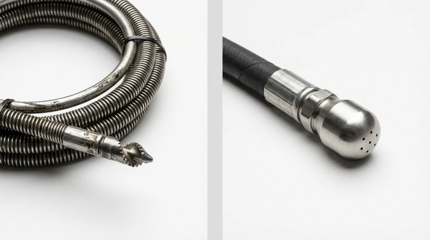 Drain snake cable and hydro jetting nozzle used for drain cleaning in Waimea, HI