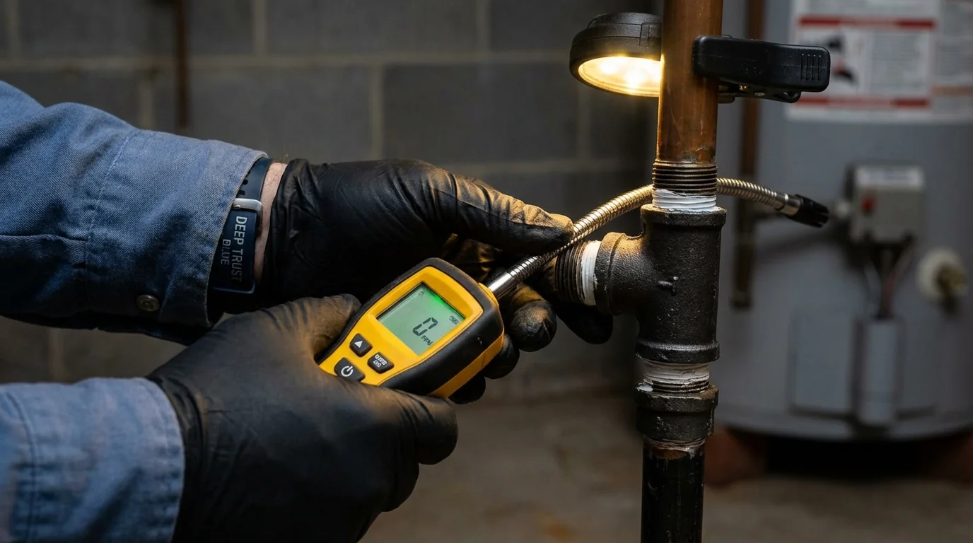 Gas leak detection with electronic sniffer by Johns Plumbing LLC in Waimea