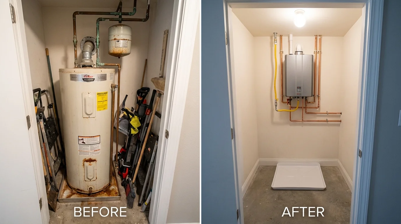Tank water heater versus wall-mounted tankless unit comparison for Waimea, HI homeowners