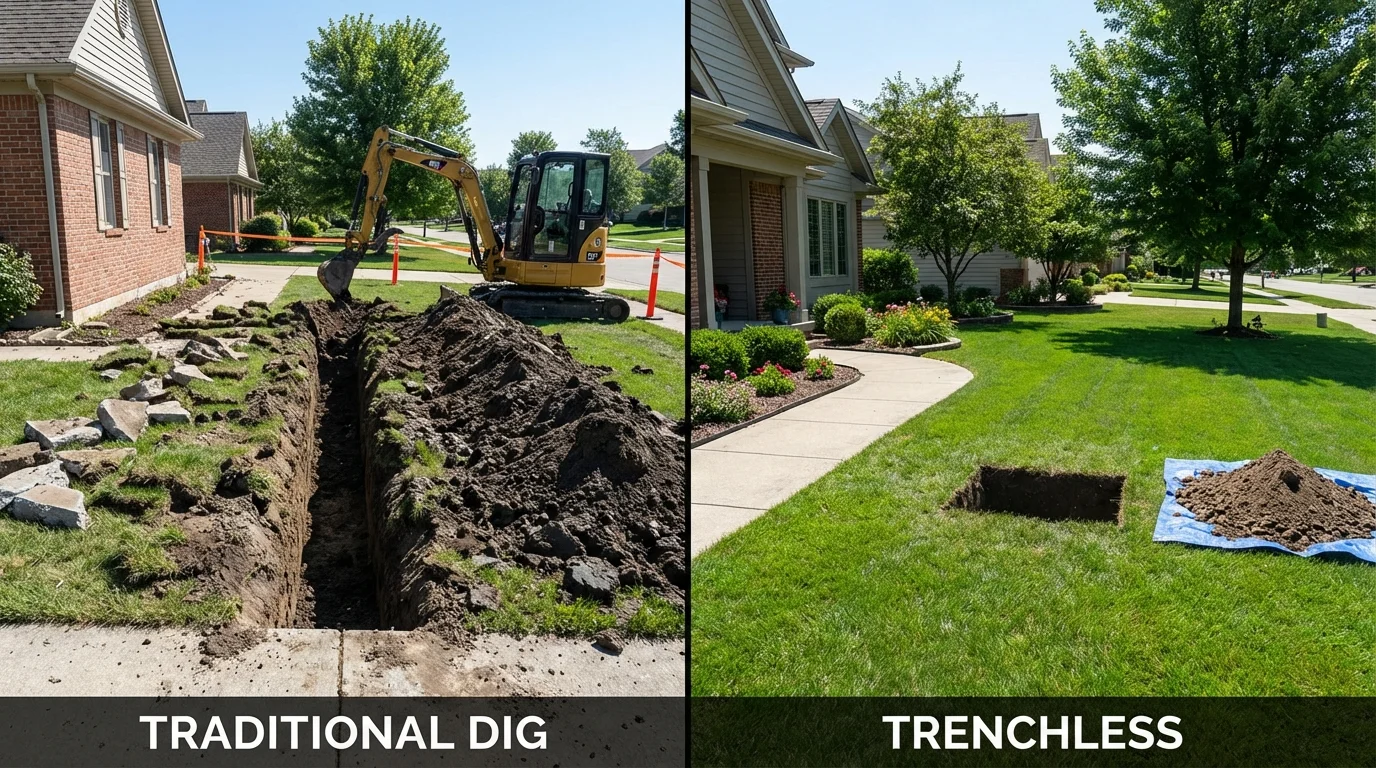 Trenchless sewer repair with minimal yard damage versus traditional excavation in Waimea, HI